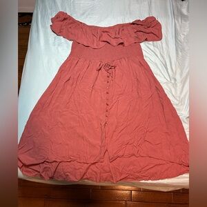 Elegant Strapless Dress in Coral by [Brand]